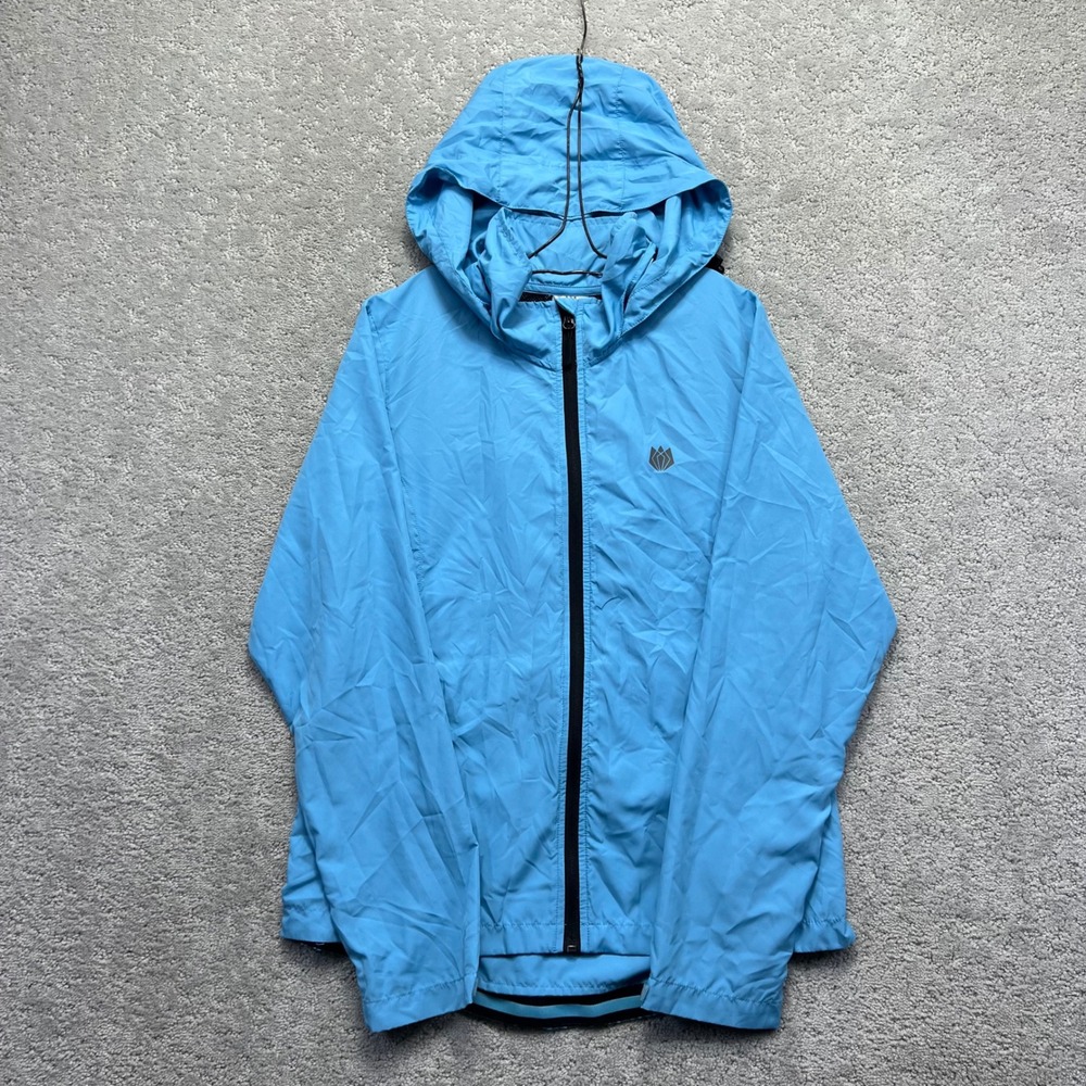 Fitst4 Jacket Womens Small Blue Hooded Lightweight‎ Windbreaker Running Cycling